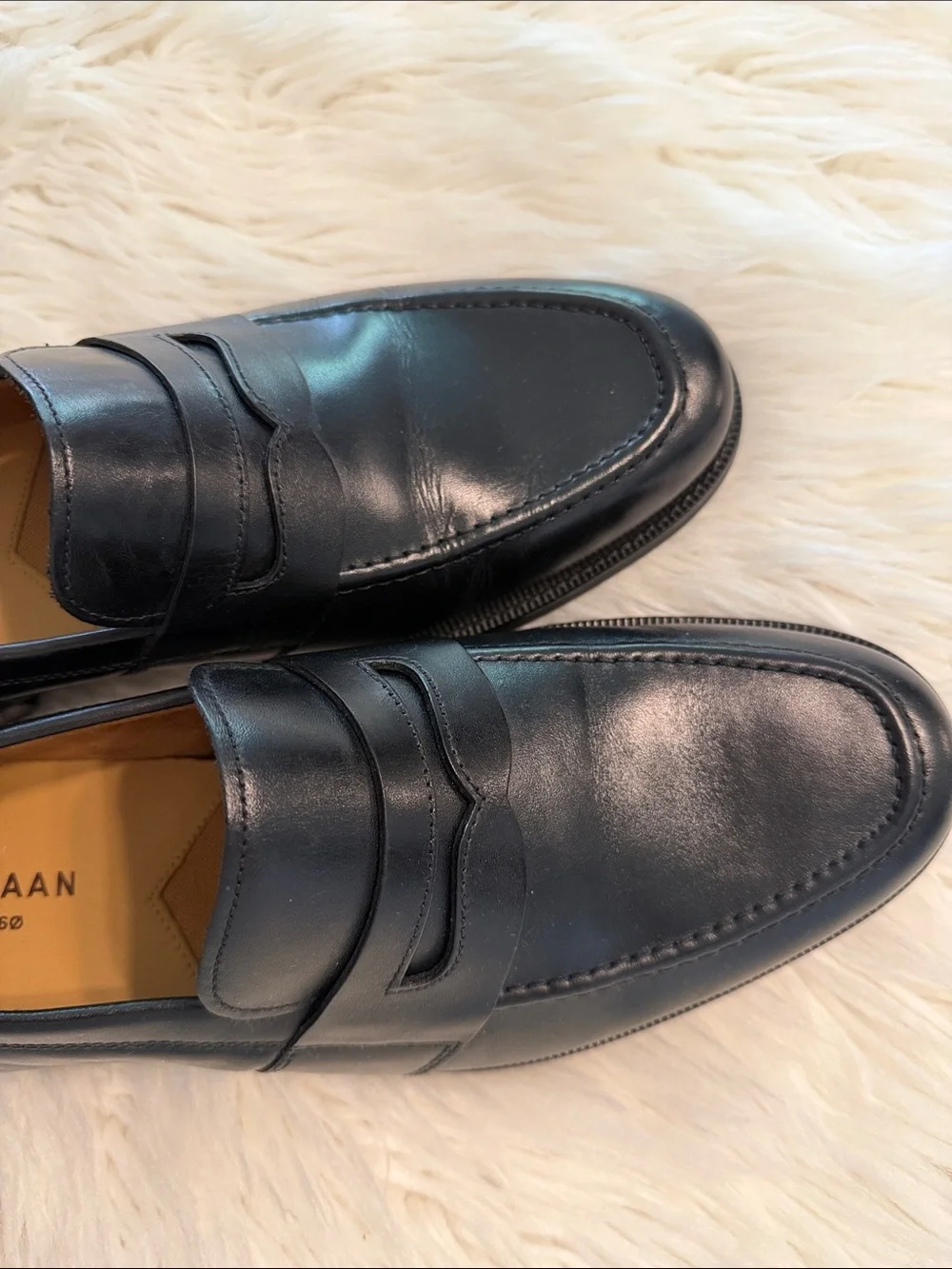 Cole Haan Black Man Made and Leather Slip-On Penny Loafers size 9.5 BNWOT